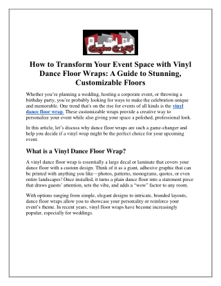 How to Transform Your Event Space with Vinyl Dance Floor Wraps: A Guide to Stunn