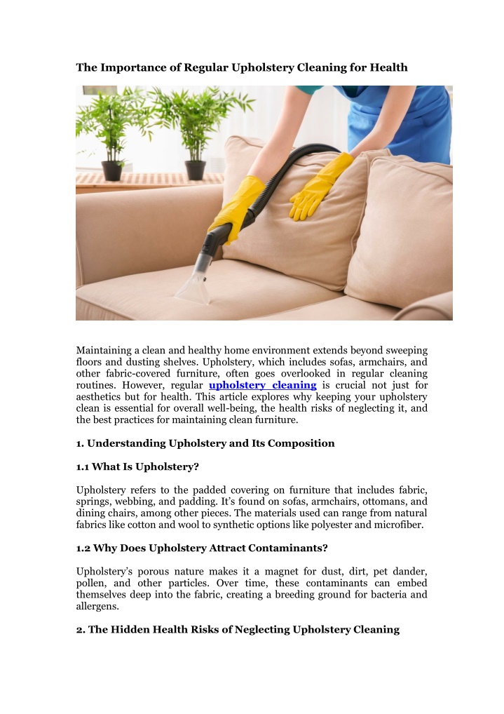 the importance of regular upholstery cleaning