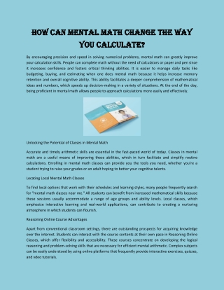 How Can Mental Math Change the Way You Calculate?