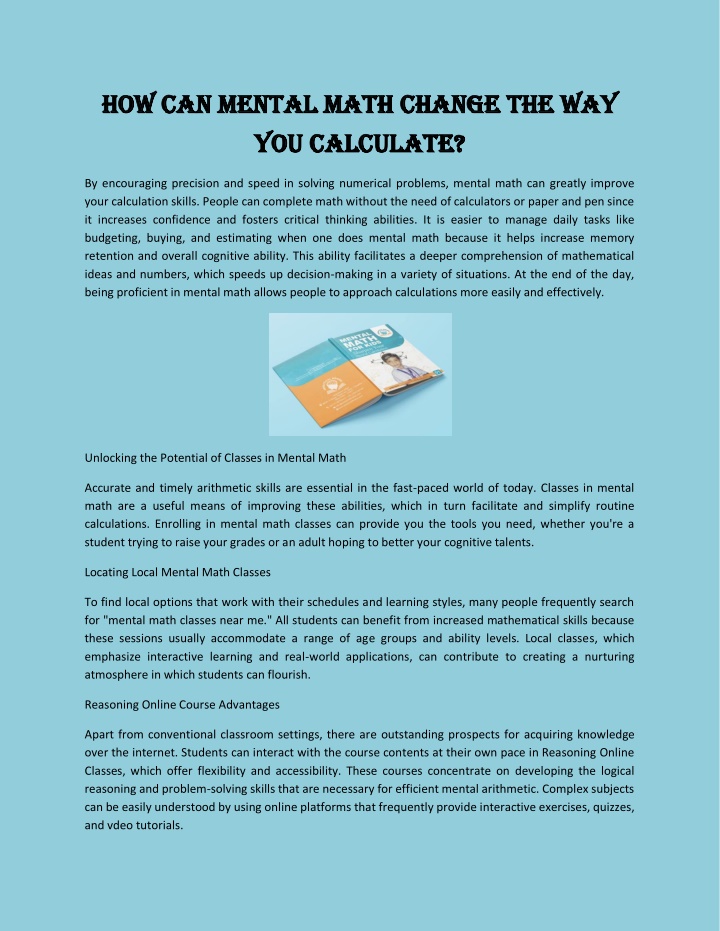 how can mental math change the way how can mental