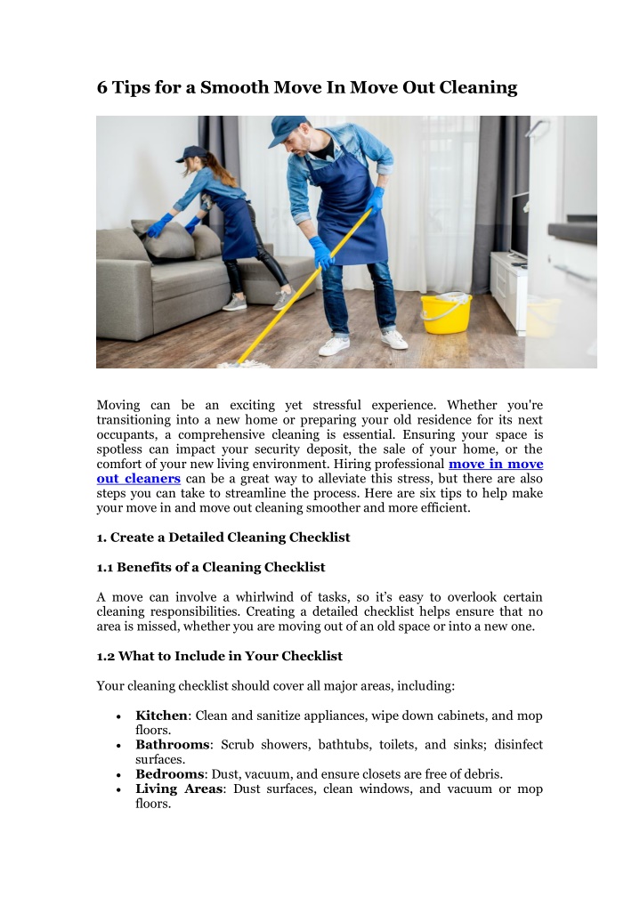 6 tips for a smooth move in move out cleaning