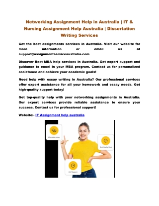 Networking Assignment Help in Australia | IT & Nursing Assignment Help Australia