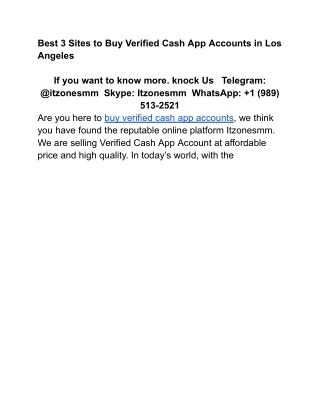 Best 3 Sites to Buy Verified Cash App Accounts in Los Angeles