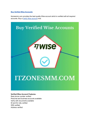 Top Sites To Buy Verified Wise Accounts