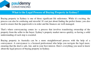 What is the Legal Process of Buying Property in Sydney?