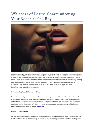 Whispers of Desire Communicating Your Needs as Call Boy