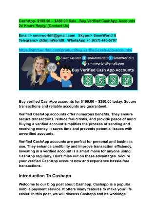 CashApp- $199.00 – $350.00 Sale...Buy Verified CashApp Accounts