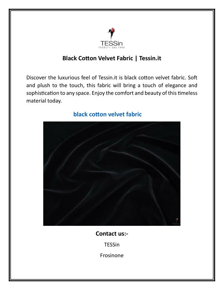 black cotton velvet fabric tessin it