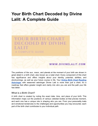 Your Birth Chart Decoded by Divine Lalit: A Complete Guide