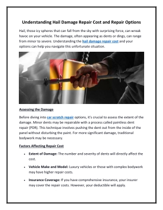 Understanding Hail Damage Repair Cost and Repair Options