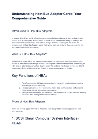 Understanding Host Bus Adapter Cards_ Your Comprehensive Guide