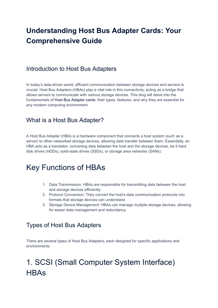 understanding host bus adapter cards your