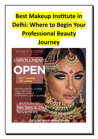 Best Makeup Institute in Delhi - Where to Begin Your Professional Beauty Journey