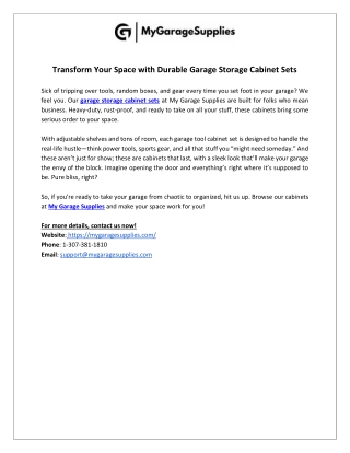 transform your space with durable garage storage