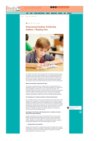 Empowering Gardiner Scholarship Students  iReading Tutor