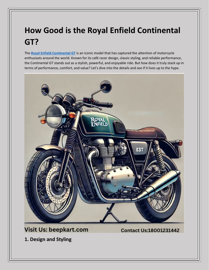 how good is the royal enfield continental gt