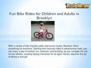 Fun Bike Rides for Children and Adults in Brooklyn