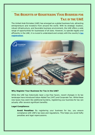 The Benefits of Registering Your Business for Tax in the UAE