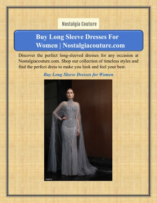 Buy Long Sleeve Dresses For Women | Nostalgiacouture.com