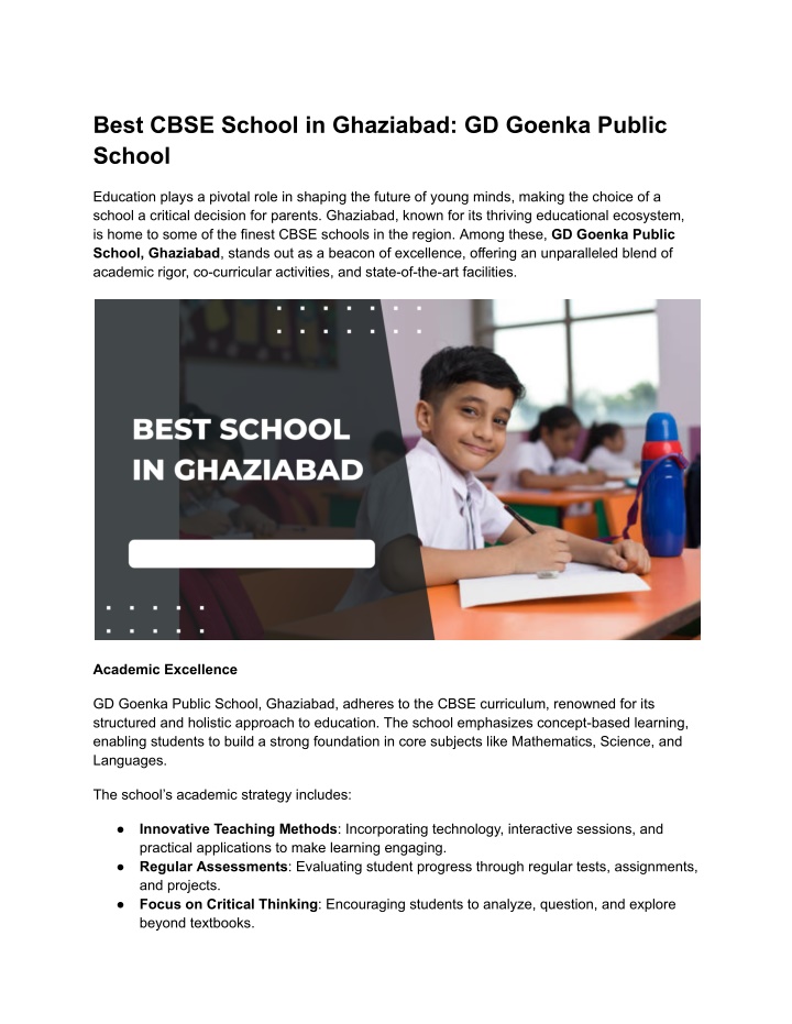 best cbse school in ghaziabad gd goenka public