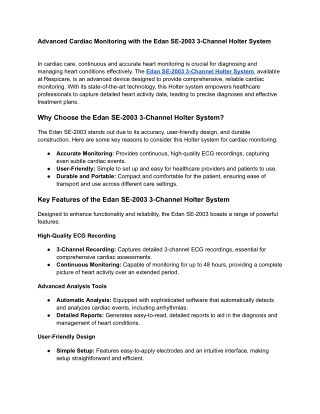 advanced cardiac monitoring with the edan se 2003