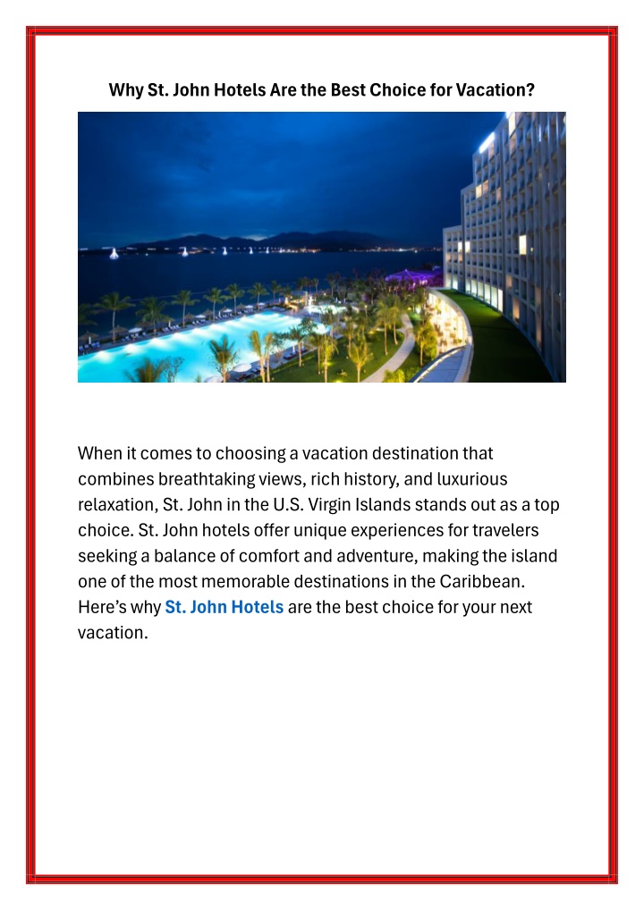 why st john hotels are the best choice