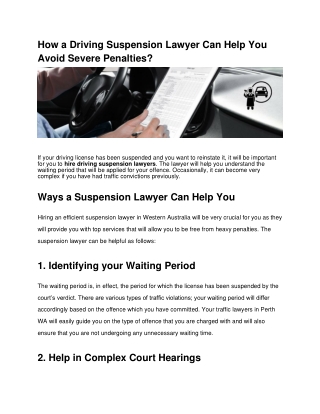 How a Driving Suspension Lawyer Can Help You Avoid Severe Penalties_