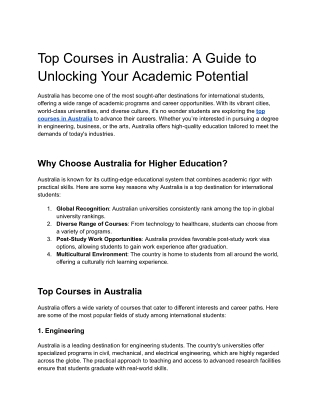Top Courses in Australia: Unlock Your Academic Potential