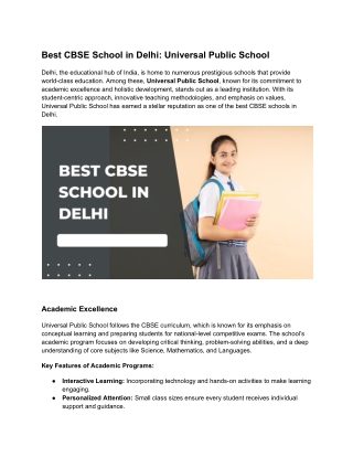 Best CBSE School in Delhi_ Universal Public School