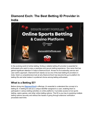 Diamond Exch_ The Best Betting ID Provider in India