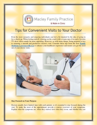 Tips for Convenient Visits to Your Doctor