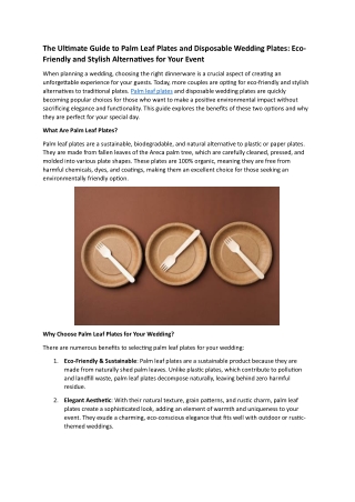 The Ultimate Guide to Palm Leaf Plates and Disposable Wedding Plates