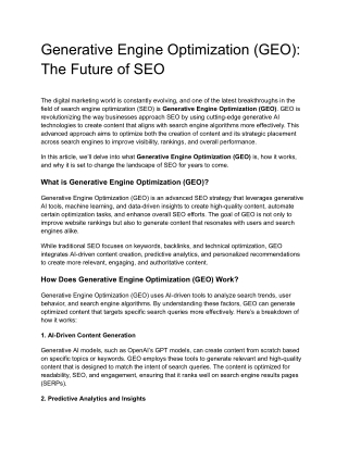 generative engine optimization geo the future