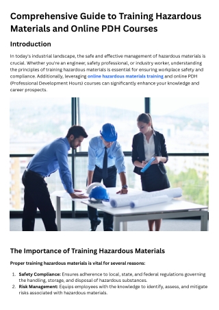 comprehensive guide to training hazardous