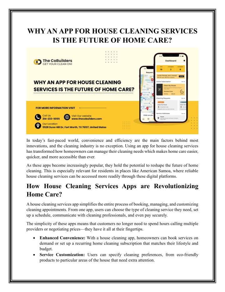 why an app for house cleaning services