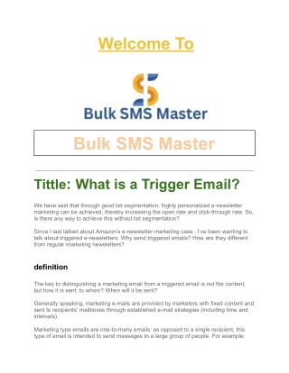 What is a Trigger Email