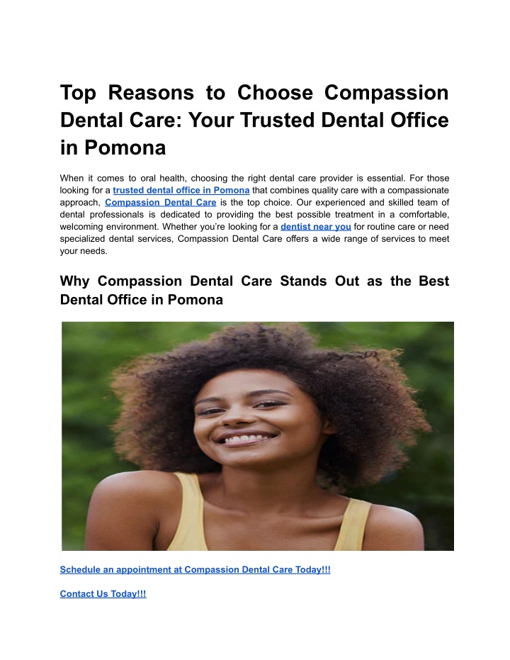 top reasons to choose compassion dental care your