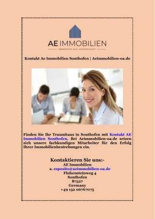 Kontakt Ae Immobilien Sonthofen  Aeimmobilien oa de