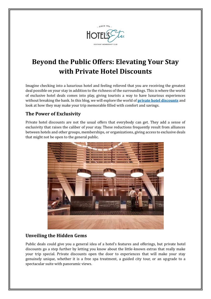 beyond the public offers elevating your stay with