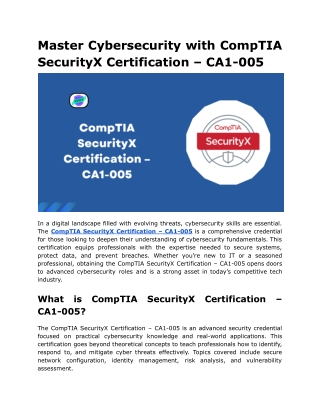 master cybersecurity with comptia securityx