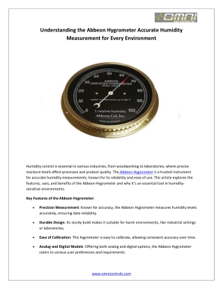 Understanding the Abbeon Hygrometer Accurate Humidity Measurement for Every Environment