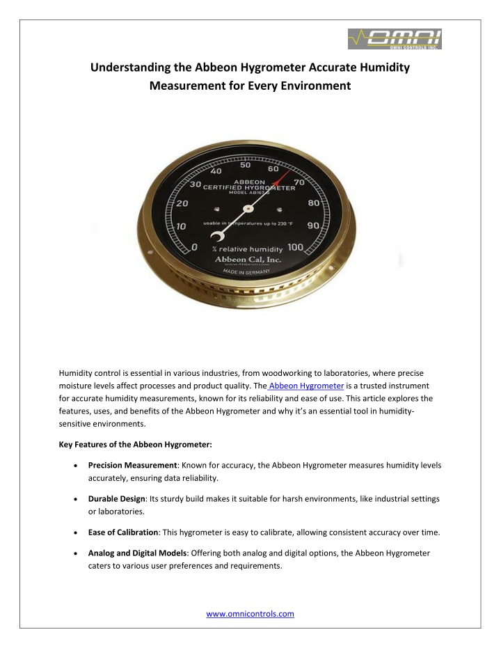 understanding the abbeon hygrometer accurate