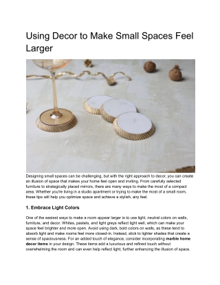 Using Decor to Make Small Spaces Feel Larger