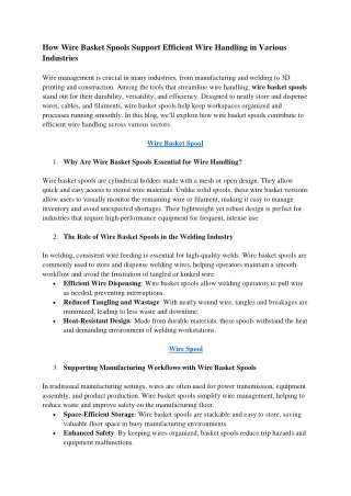 how wire basket spools support efficient wire