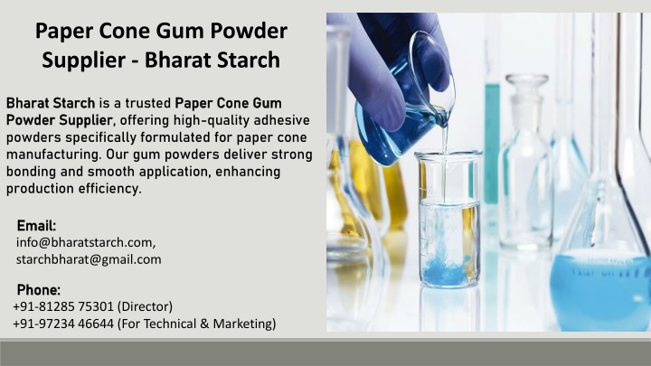 paper cone gum powder supplier bharat starch