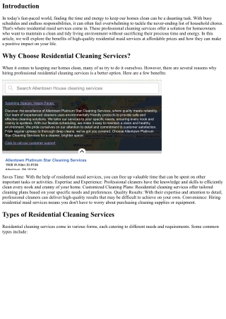 High-Quality Residential Maid Services at Affordable Prices