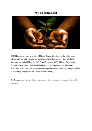 ICICI Bank Fixed Deposits: Tailored for Non-Resident Indians