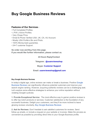 Buy Google Business Reviews