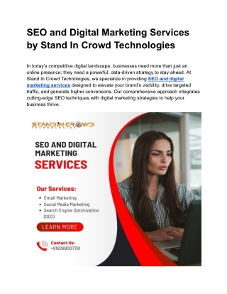 SEO and Digital Marketing Services by Stand In Crowd Technologies