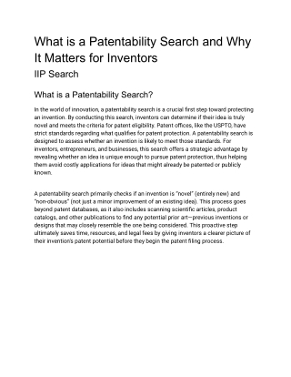 what is a patentability search and why it matters